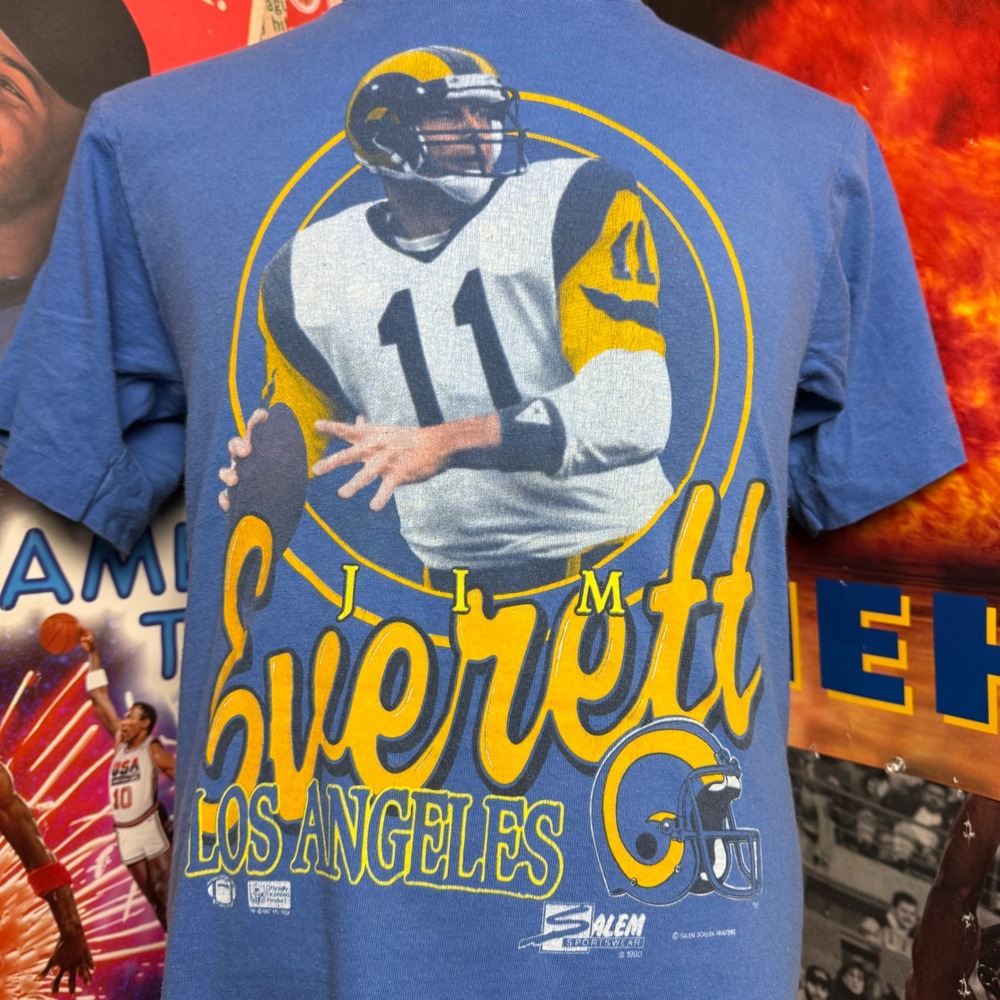 Vintage 90s Los Angeles Rams Jim Everett Salem Sportswear‎ NFL Tee Sz Medium - Picture 2 of 6